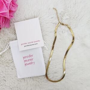 NWT Jennifer Zeuner Hamilton Snake Chain Necklace - 14K Gold Plated Vermeil 15"